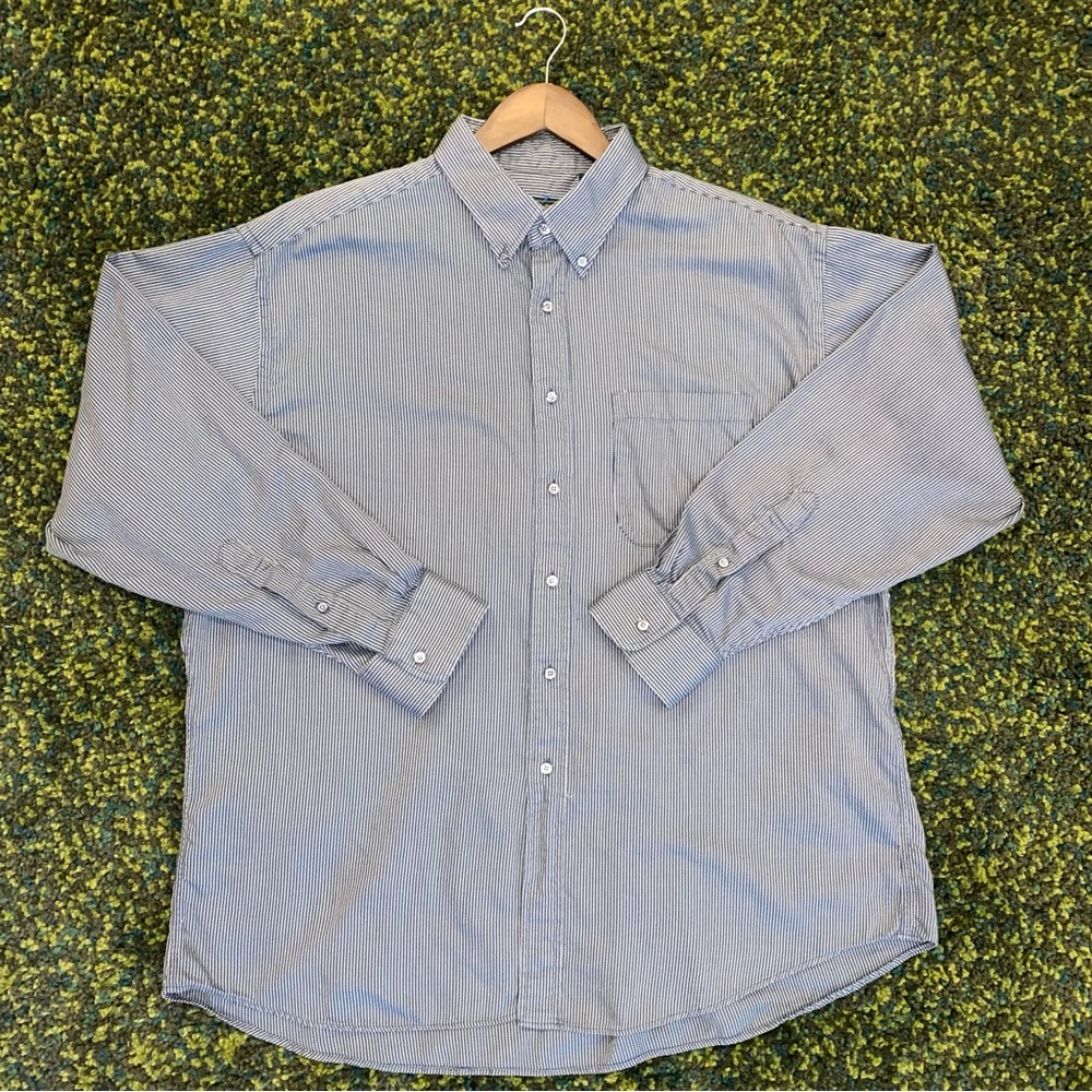 Vintage Bobby Jones Golf Blue Long Sleeve Button Sport Shirt Mens XL